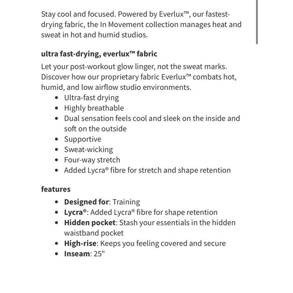 Lululemon In Movement Tight Everlux 25" Olive Green 7/8 Tights Women's 4 W5BPGS - Picture 5 of 11